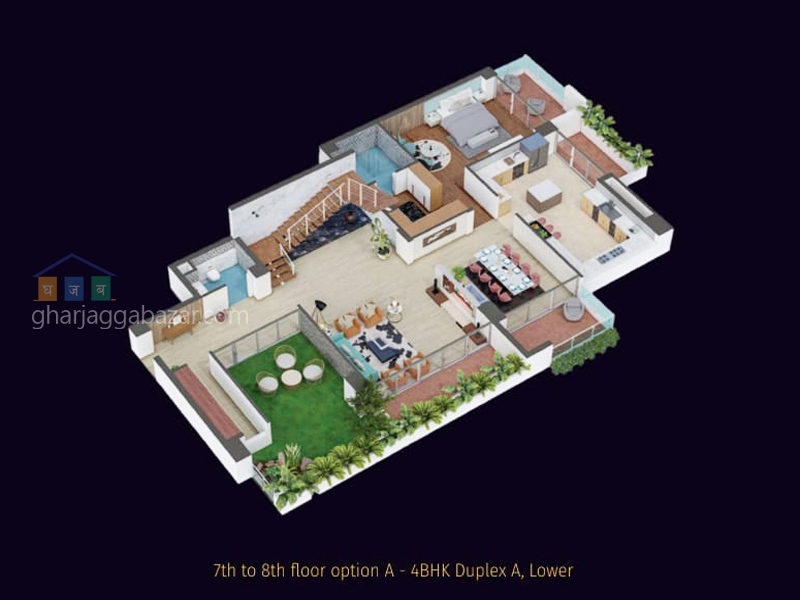 7th to 8th floor option - A 
(4BHK, DUPLEX A, LOWER